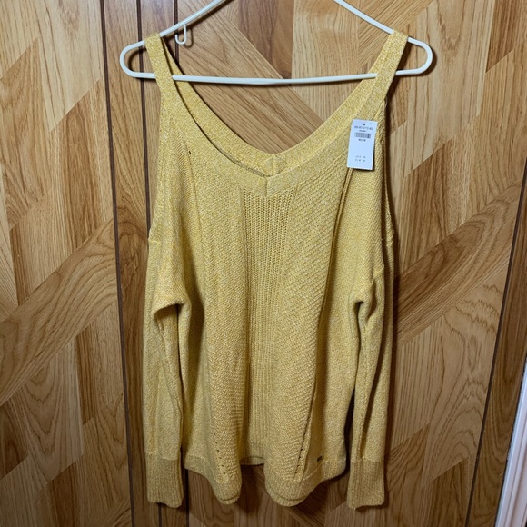 Hollister yellow open-shoulder sweater - Picture 1 of 2